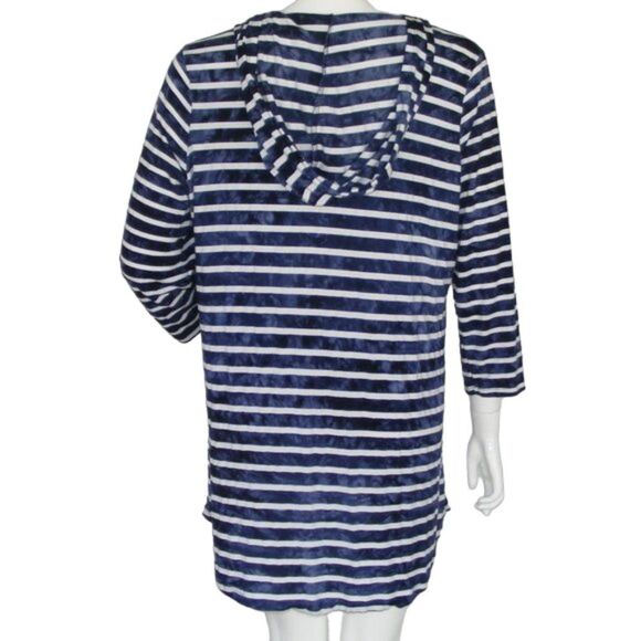 BLUE CURL Beachwear Swim Cover Up, L, Jersey, Blue/White stripes, Pockets - Picture 7 of 11